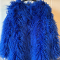 mongolian lamb fur coat luxury shaggy outerwear for women in royal blue Alicefurs
