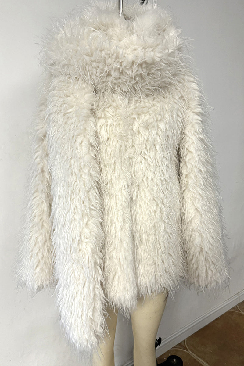 Mongolian Lamb Fur Coat Short Shaggy Jacket for Women
