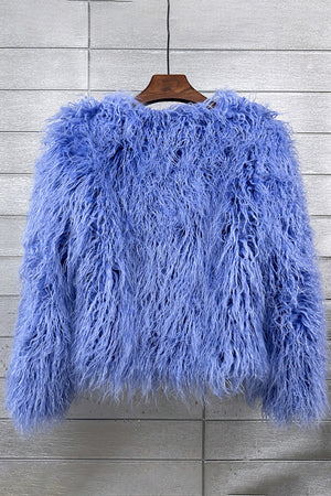 mongolian lamb fur jacket womens curly short coat in blue 2 Alicefurs