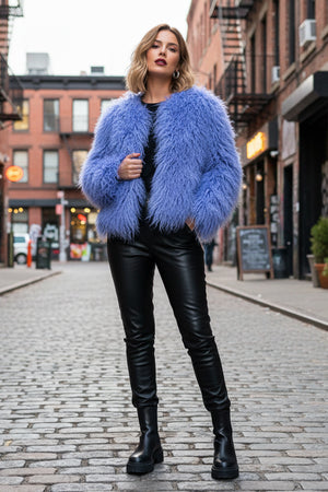 mongolian lamb fur jacket womens curly short coat in blue 6 Alicefurs