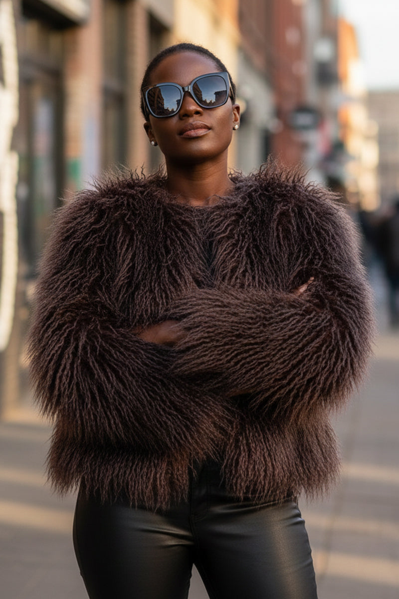 Mongolian Lamb Fur Jacket Women's Curly Short Coat