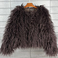 mongolian lamb fur jacket womens curly short coat in chocolate brown Alicefurs