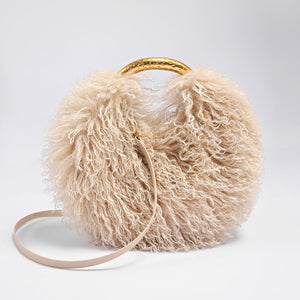 mongolian thigh high fur boots and matching purse for women in beige 2 Alicefurs