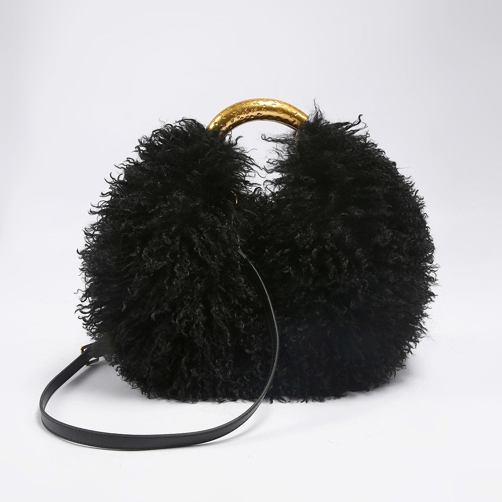 Mongolian Thigh High Fur Boots and Matching Purse for Women