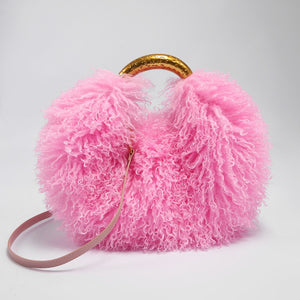 mongolian thigh high fur boots and matching purse for women in pink 2 Alicefurs