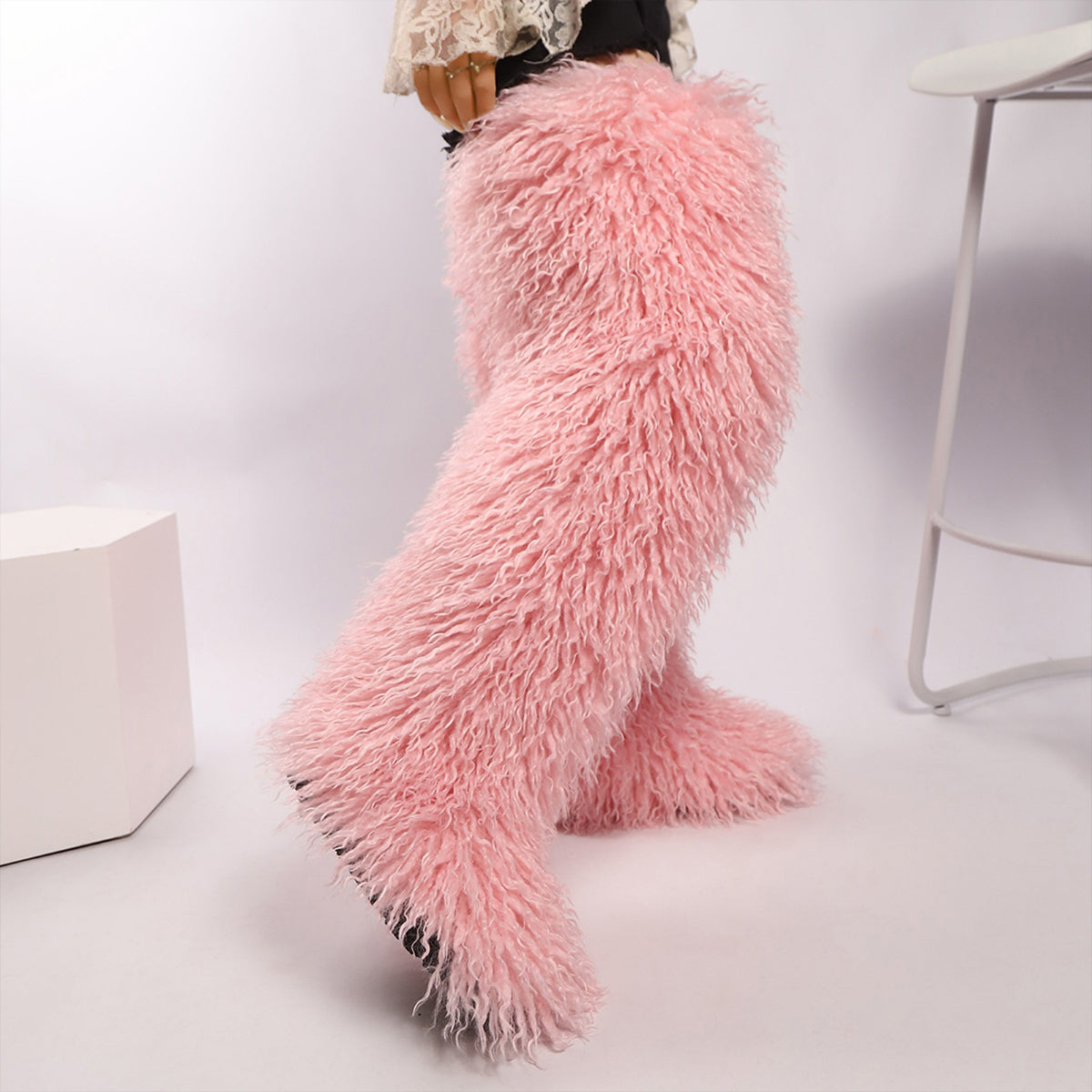 Mongolian Thigh High Fur Boots for Women