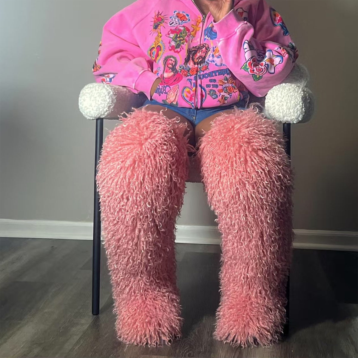 Mongolian Thigh High Fur Boots for Women