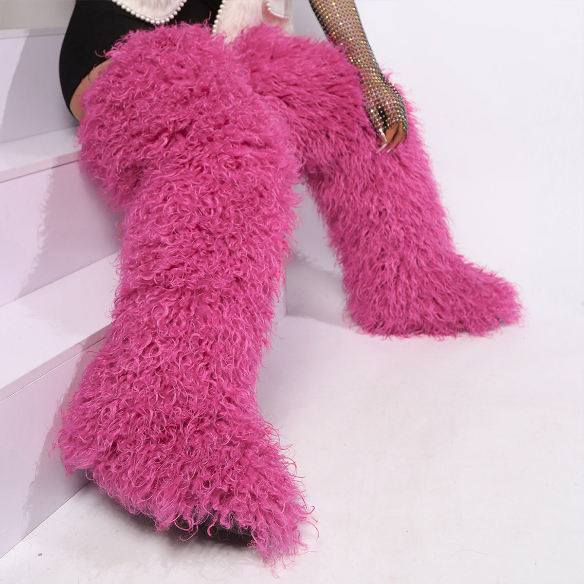 Mongolian Thigh High Fur Boots for Women