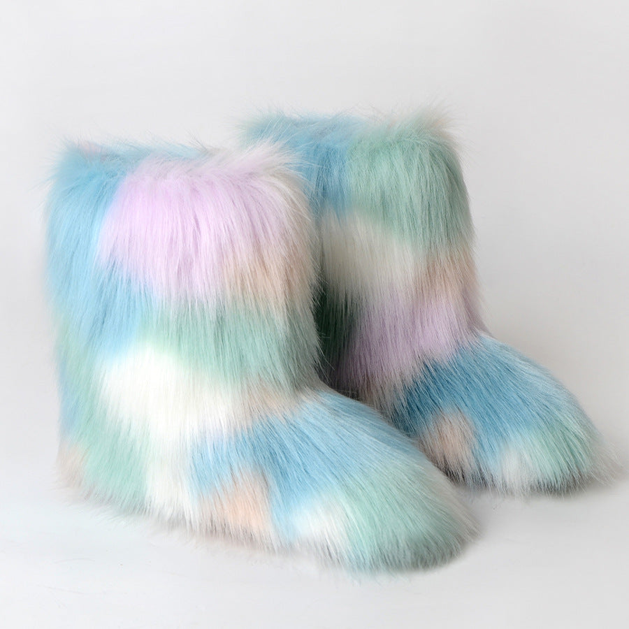 Botas de piel sintética multicolor para mujer