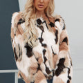 multicolor faux fur jacket womens brownish short fluffy coat Alicefurs
