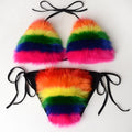 multicolor fur bikinis fuzzy bathing suits Alicefurs