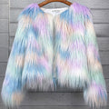 multicolor mongolian fur jacket shaggy short coat for women in unicorn color 8 Alicefurs