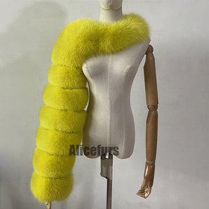 one arm fur sleeve for women in yellow Alicefurs