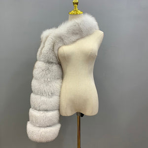 one sided fur sleeve for women in dusty white Alicefurs