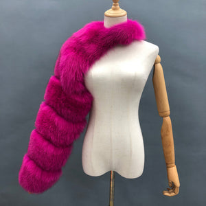 one sided fur sleeve for women in fuchsia Alicefurs