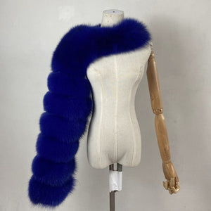 one sided fur sleeve for women in royal blue Alicefurs