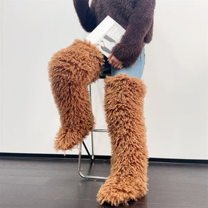 over the knee fur boots for women in copper 1 Alicefurs