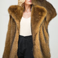 oversized faux fur coat fluffy mid length overcoat for women in brown Alicefurs