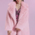 pink faux fur coat long fluffy jacket for women Alicefurs