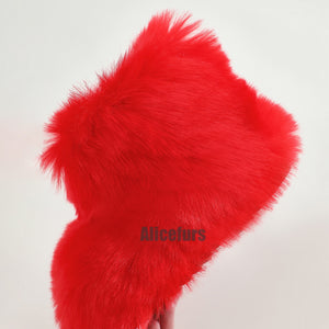 red fur boots for toddlers and kids holiday fluffy booties 6 Alicefurs