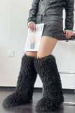 Shaggy Faux Fur Boots in Knee High Length for Women