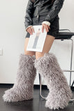 Shaggy Faux Fur Boots in Knee High Length for Women