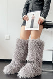 Shaggy Faux Fur Boots in Knee High Length for Women