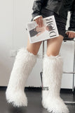 Shaggy Faux Fur Boots in Knee High Length for Women