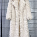 shaggy faux fur coat full length lamb overcoat for women in ivory Alicefurs