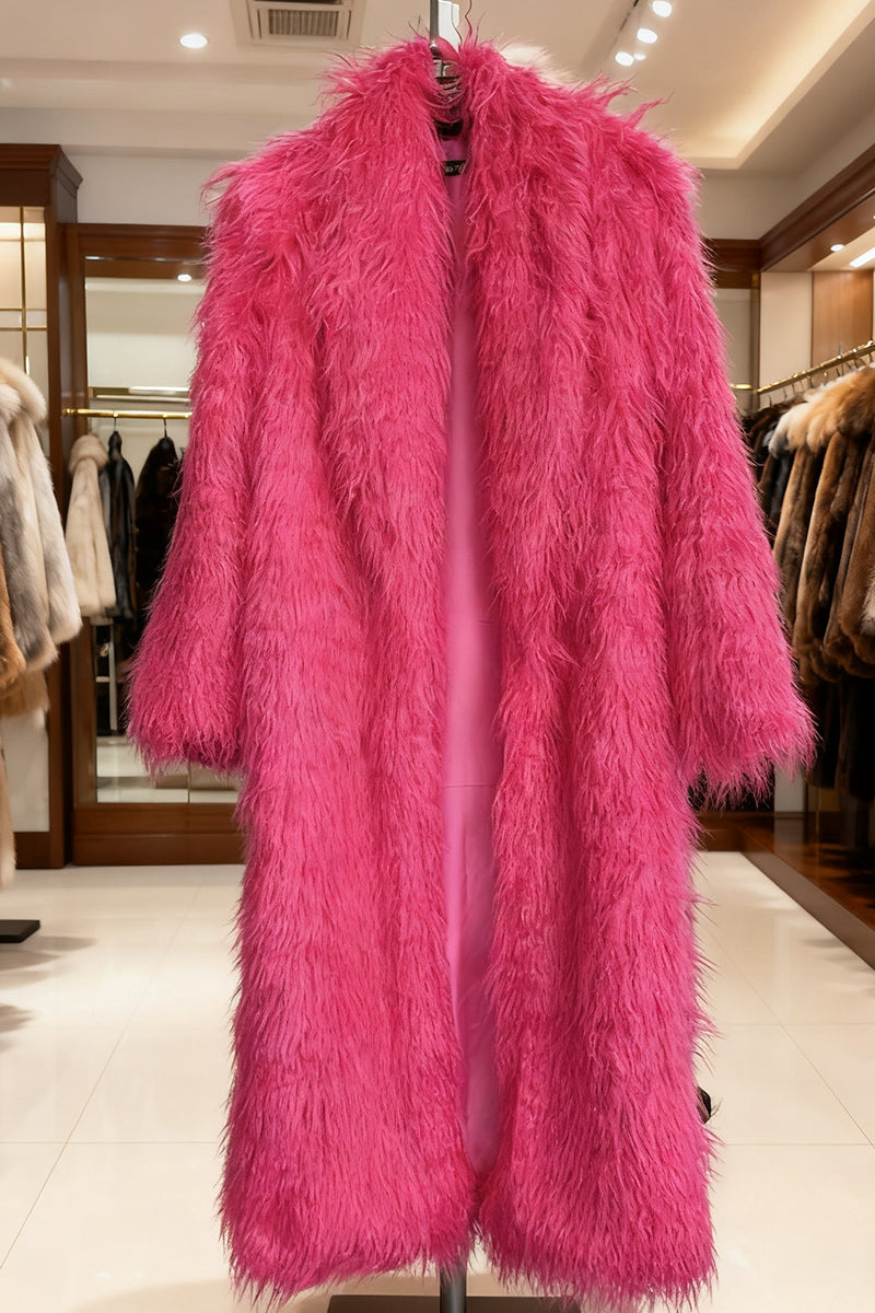 Shaggy Faux Fur Coat Full Length Mongolian Overcoat for Women