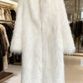 shaggy faux fur coat full length mongolian overcoat for women in white Alicefurs