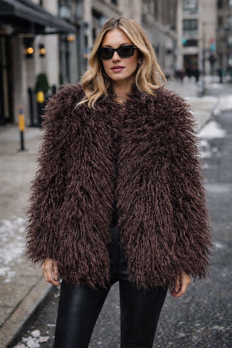 Shaggy Faux Fur Coat Women's Mongolian Jacket