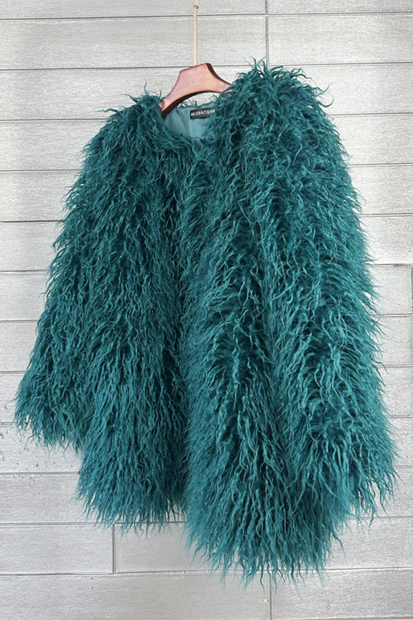 Shaggy Faux Fur Coat Women's Mongolian Jacket