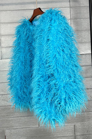 shaggy faux fur jacket ladies fluffy winter outerwear in cerulean blue 6 Alicefurs
