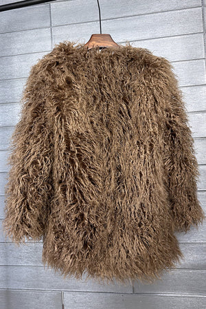 shaggy faux fur jacket ladies fluffy winter outerwear in chocolate brown 1 Alicefurs