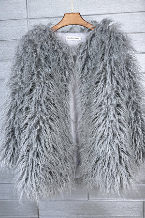 shaggy faux fur jacket ladies fluffy winter outerwear in grey 5 Alicefurs
