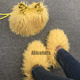 Shaggy Faux Fur Slippers and Bucket Bag Set for Women