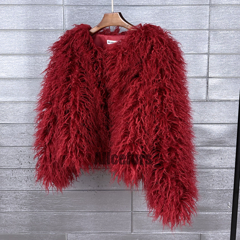 Shaggy Mongolian Faux Fur Jacket for Women