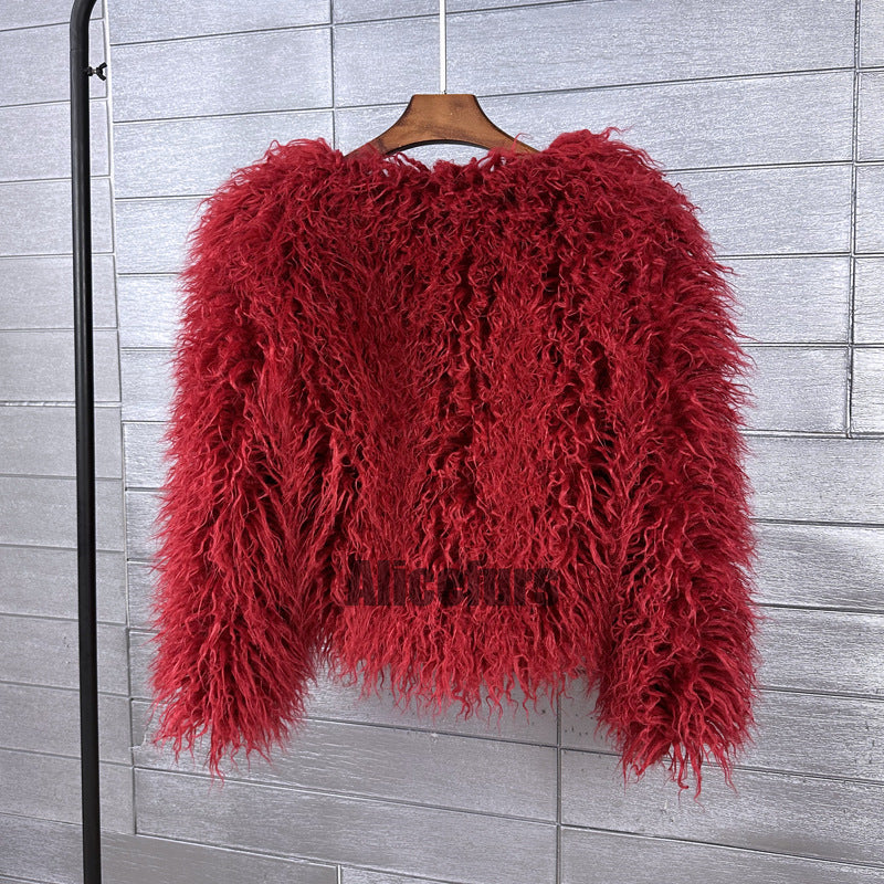 Shaggy Mongolian Faux Fur Jacket for Women