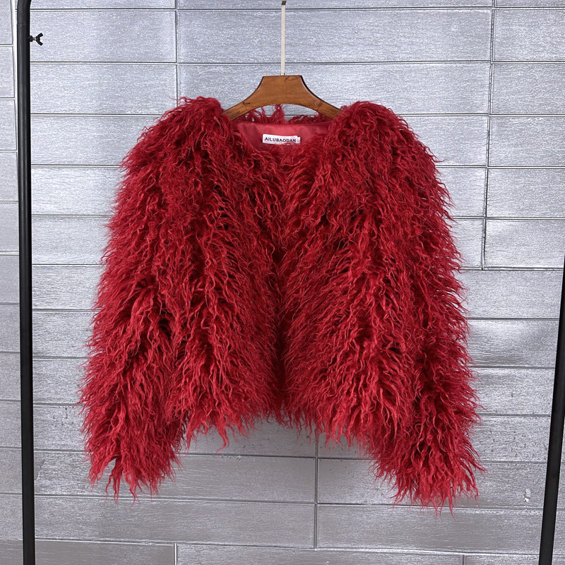 Shaggy Mongolian Faux Fur Jacket for Women