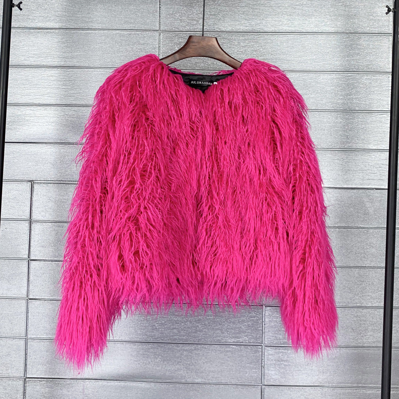 Shaggy Mongolian Faux Fur Jacket for Women