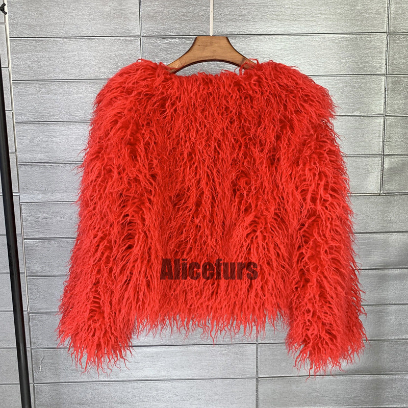 Shaggy Mongolian Faux Fur Jacket for Women