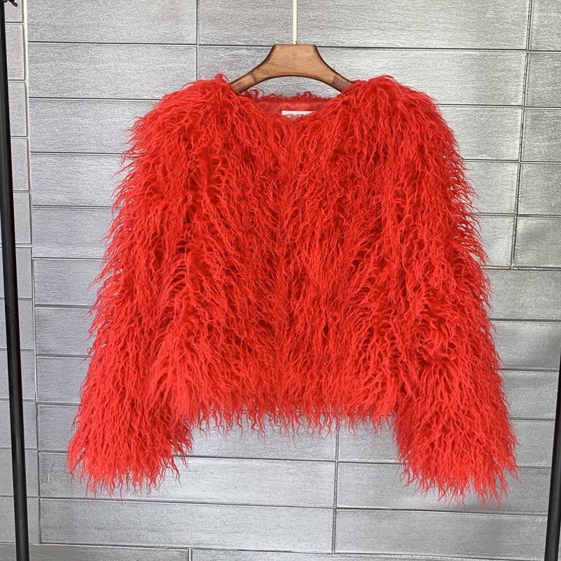 Shaggy Mongolian Faux Fur Jacket for Women