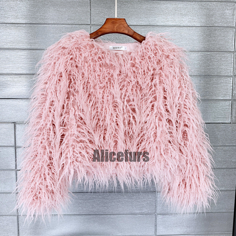 Shaggy Mongolian Faux Fur Jacket for Women