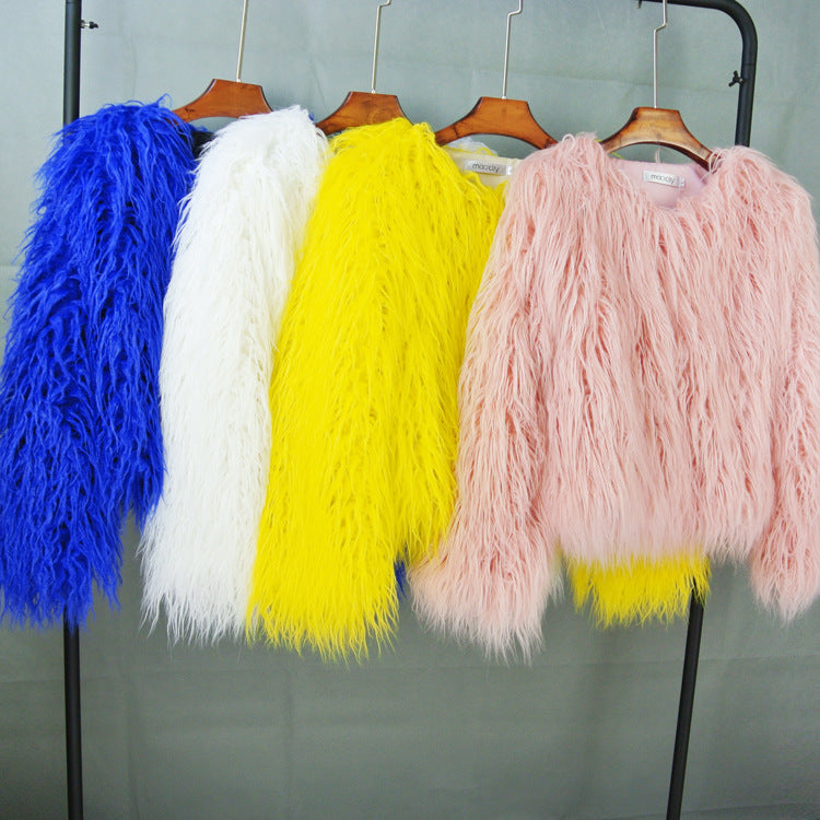 Shaggy Mongolian Faux Fur Jacket for Women