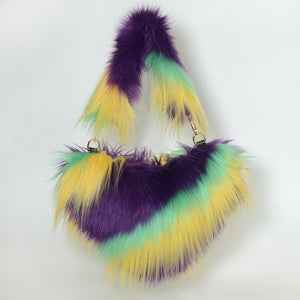shaggy mongolian tall fur boots and purse matching set for women in multicolor 2 Alicefurs