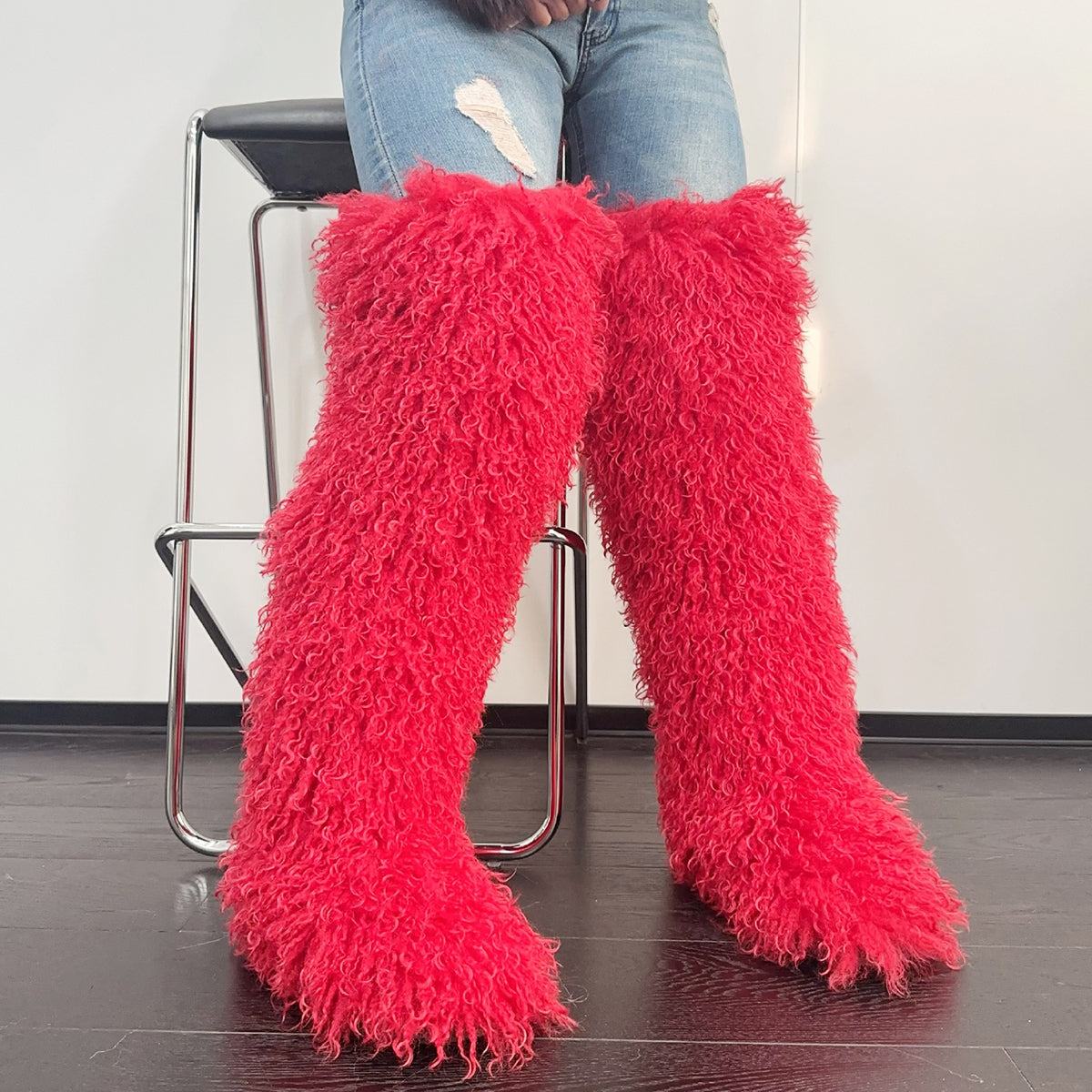 Shaggy Thigh High Fur Boots for Women