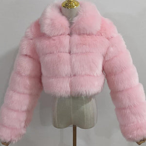 short faux fur jackets with zipper for women in pink Alicefurs