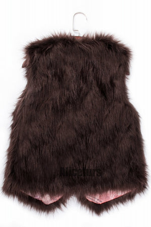 short faux fur vest autumn winter waistcoat for women in dark brown 1 Alicefurs