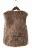 Short Faux Fur Vest Autumn Winter Waistcoat for Women